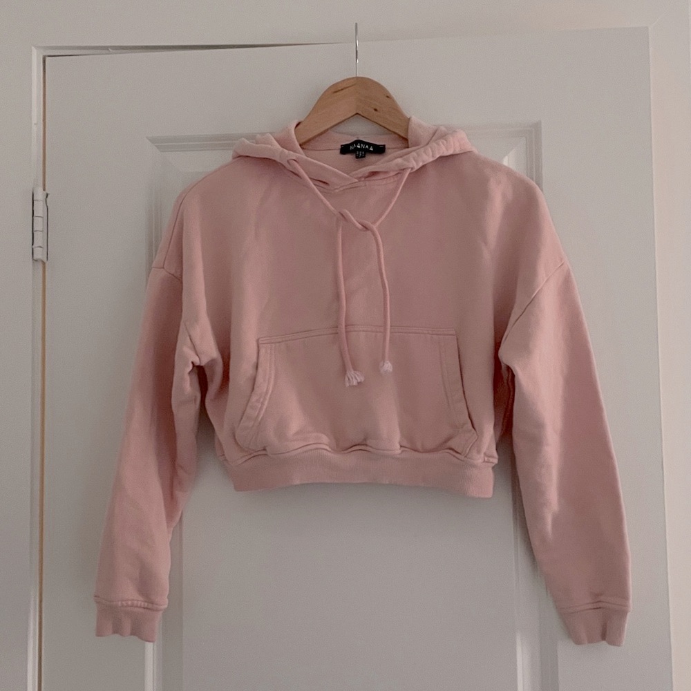 Pink Crop Hoodie Sweatshirt NAANAA